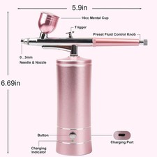 Airbrush-Kit Rechargeable Cordless Airbrush Compressor Nail Art, Cake Decor, Mak