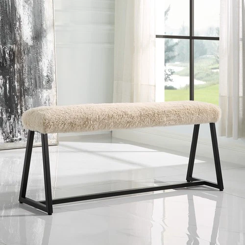 Uttermost 23056 Taupo 48"W Bench - Toasty Beige / Matte Black - Picture 6 of 6