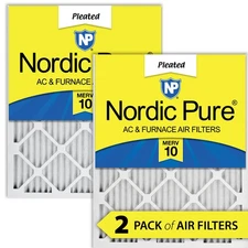 Nordic Pure 16x16x1 Pleated MERV 10 Air Filters 2 Pack