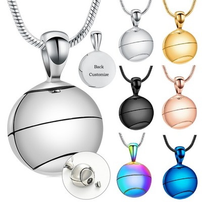 Ball Urn Pendant Cremation Jewelry for Ashes Keepsake Sport Man Memorial Jewelry