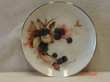 Hand Painted Plate by Martha McCrackan 1991- Black Berries