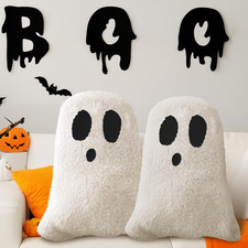 2 Pcs Ghost Shaped Pillows Halloween Throw Pillows for Sofa Bed Couch Ghost Deco