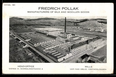 Vertreterkarte Wien, Friedrich Pollak, Manufacturers of Silk and woolen Goods,  