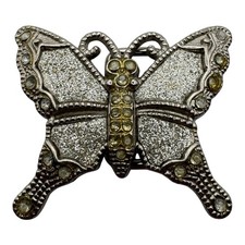 Vintage Butterfly Belt Buckle 2 Rhinestone Glitter Wings