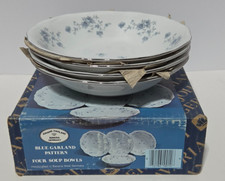 4 Vintage Johann Haviland Blue Garland Pattern Soup Bowls BRAND NEW 