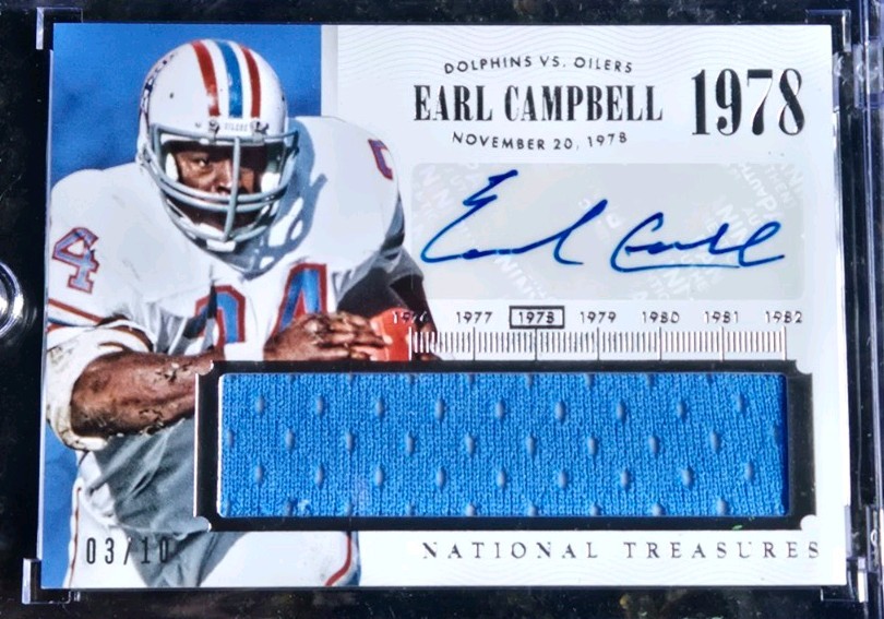 2014 National Treasures Earl Campbell autograph auto game used jersey  3/10