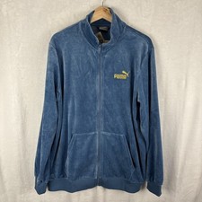 Puma ESS Minimal Gold Velour Track Jacket Blue Horizon Sz Large 680016 NWT