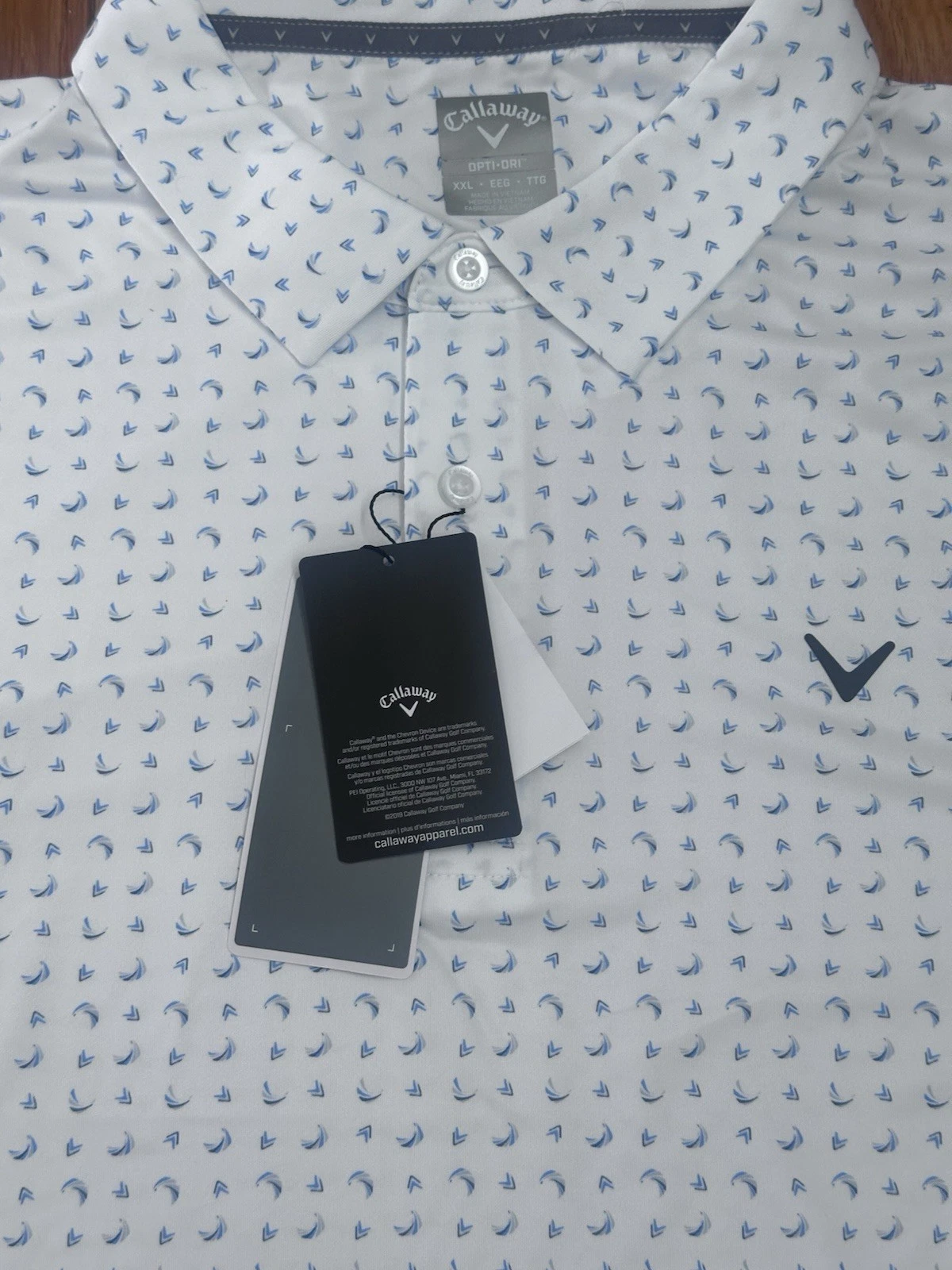 NWT Callaway XXL 2XL UPF Moisture Wicking Golf Shirt Graphic Bright White
