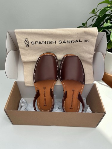 Spanish Sandal Co Chocolate Brown Leather Sandals EU 36 US 6 NEW