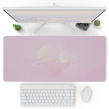 36x16 Pink Celestial Love Desk Mat, XXL, Gaming, Waterproof, Mouse Pad