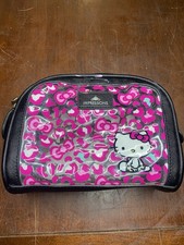 Impressions Vanity Hello Kitty Makeup Bag Pink Black Leopard Print Double Zipper