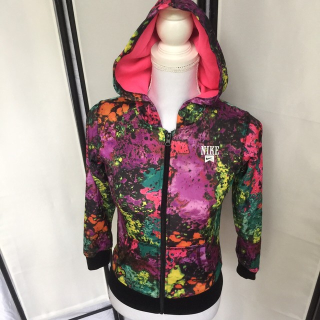 Nike Youth Medium Or Womens Small Full Zip Hoodie Paint Splatter Super