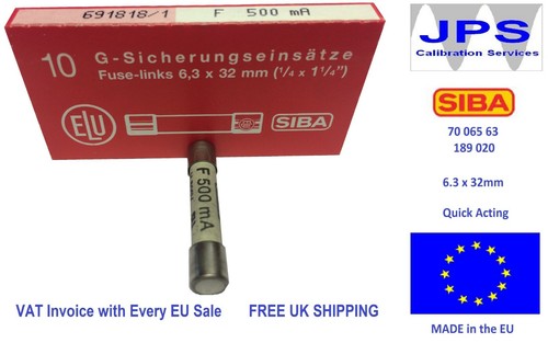 SIBA Fuse Fast Acting 500mA 70-065-63 F500mA 500V typ 189020 JPSF016 x 1/5/10 Z - Picture 6 of 8