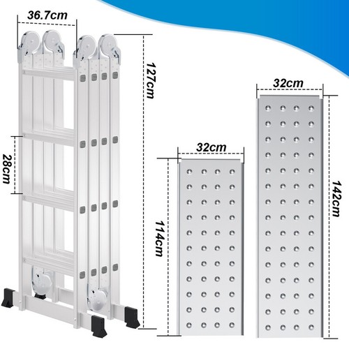Klappleiter Teleskopleiter 4x4 470cm Haushalt Mehrzweckleiter Alu Stabil Leiter - Bild 2 von 7