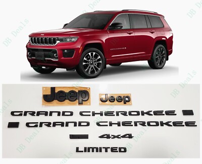 Matte Black Front Rear Door Rear Limited L Emblems 2021+ Jeep Grand Cherokee L