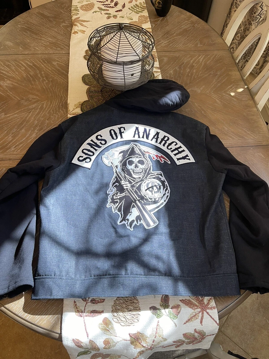 SOA Sons Of Anarchy Road Gear Jacket XL Black Denim With Hood Black New |  eBay