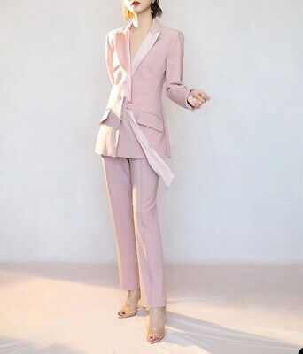 Pink Women Suits Business Office Party Prom Tuxedo Slim Fit Blazer Pants  Outfits