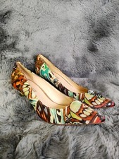 Nine West Women Margot Heels 5 1/2M Animal Print Textile Slip On Pump Shoes