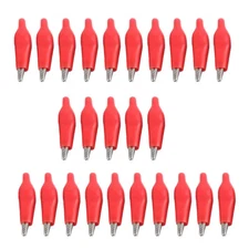 25Pcs Insulated Alligator Clips Jumper Test Crocodile Clamps Red Medium 35mm