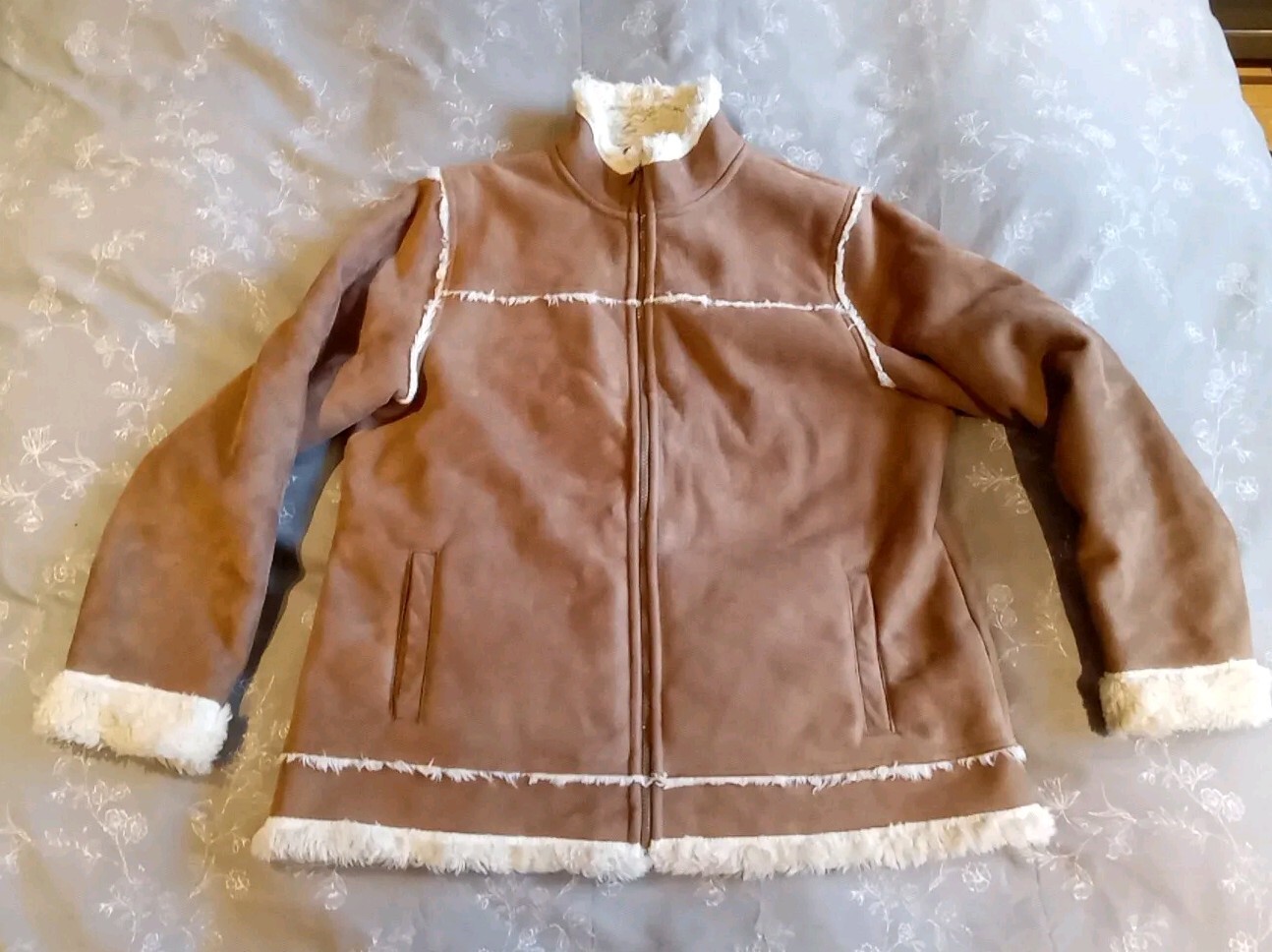 Peter Storm Womens Sherpa Style Faux Fur Lined Zip Jacket Brown Size 18 Warm