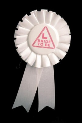 Junggesellinnenabschied Braut weiß L Teller Rosette