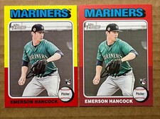 Emerson Hancock 2024 Topps Heritage Base & Red Border Parallel Baseball Cards.