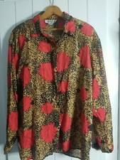 Oscar de la Renta Expressions Vintage 80  s Pure Silk Floral Blouse Large L VGT