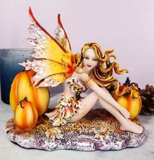 Ebros Amy Brown Tribal Fairy Godmother with Pumpkins Statue 5" Tall Fantasy
