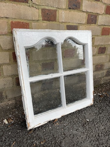  Reclaimed Old Edwardian Arch Sash Wooden Window 555 x 530mm - Afbeelding 1 van 9