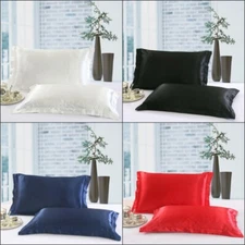 New Solid Smooth Silk Satin Queen / Standard Pillow Case Bedding Pillowcase