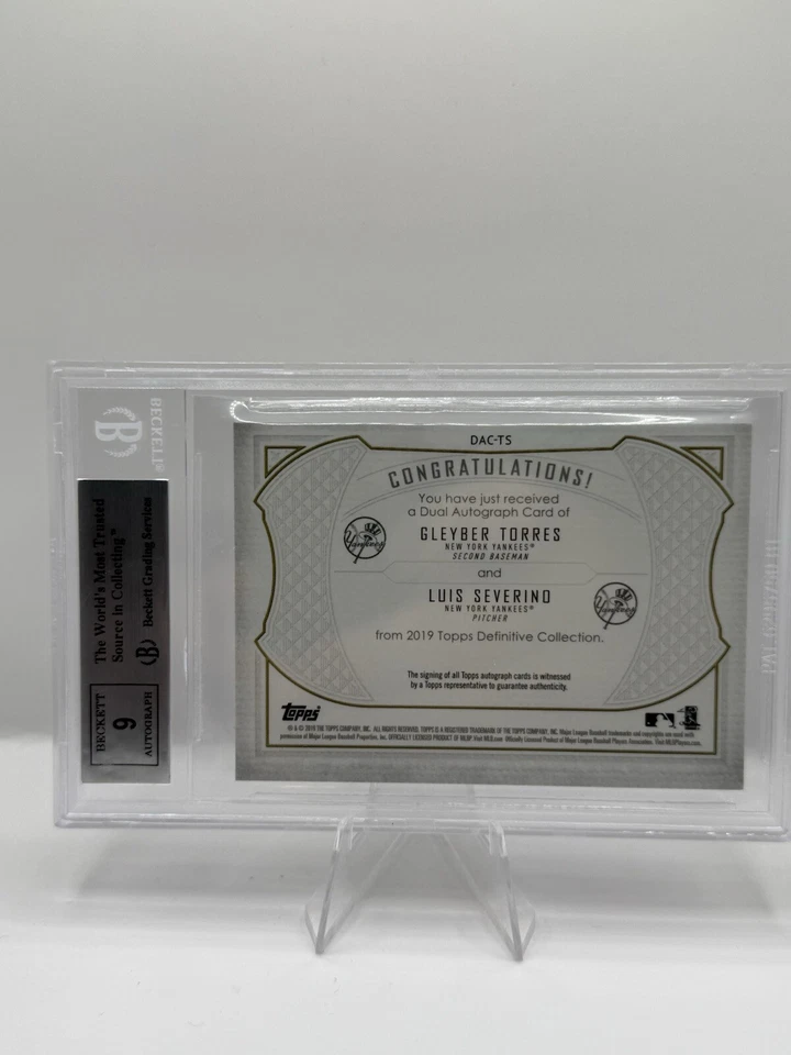 2019 Topps Definitive - Dual Autograph #DAC-TS Gleyber Torres, Luis Severino /35 - Image 2 of 2