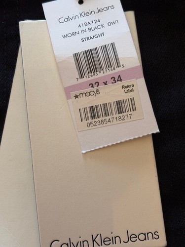 Calvin Klein Jeans Men's Straight Denim Worn in Black Sz 32X34 Straight Leg New - Picture 2 of 5