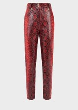 VERSACE Red Snake Leather Pants with Pockets Medusa Runway Size US 4 IT 40 NWT