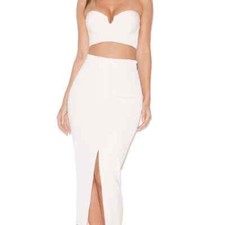 House of CB London Caspiana Pleated Maxi Skirt Blush Women's Size XS NWT