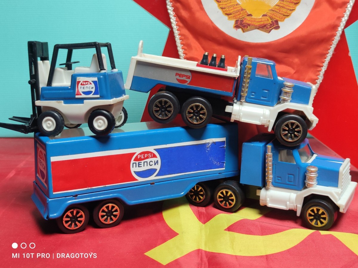 VINTAGE PEPSI COLA TOY TRUCK SEMITRAILER FORKLIFT MIR