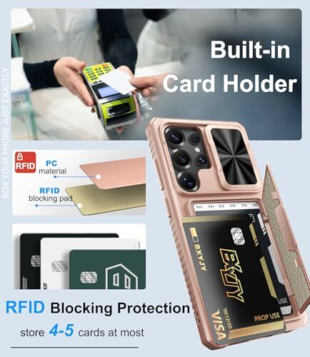 for Samsung Galaxy S25 Ultra Phone Case Wallet, Card Holder (4-5 Cards), RFID - Imagen 5 de 6