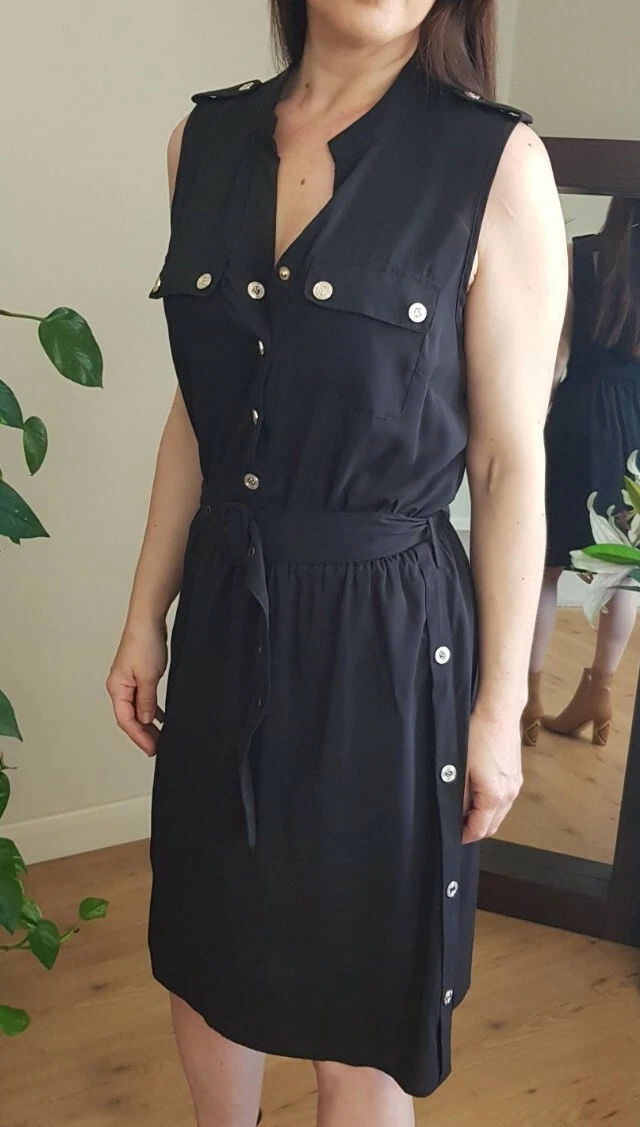 Silvian Heach Black Military Style Shift Dress Small eBay