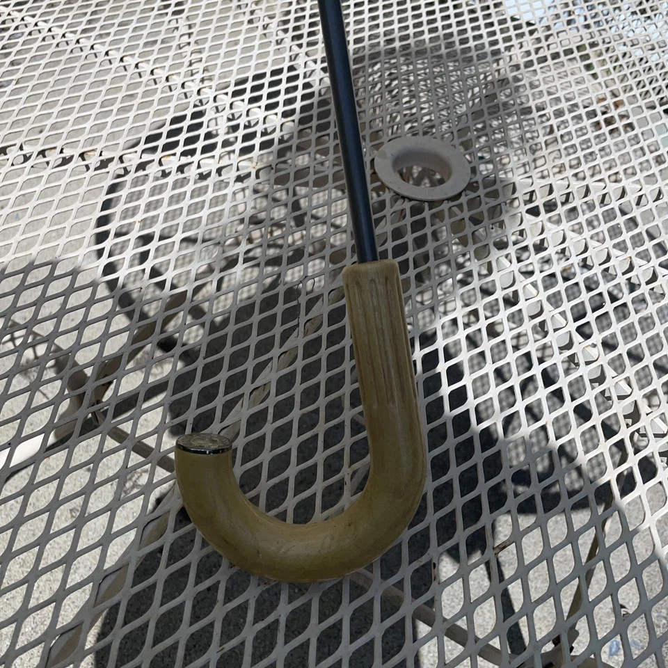 Paraguas Aramis Vintage Blanco Crema Mango Madera Nueva York Londres ParísMilano-Bonito Foto 4 de 4