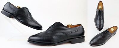 Allen Edmonds Chester Wingtip Dress Shoes Black Custom Calf Sz