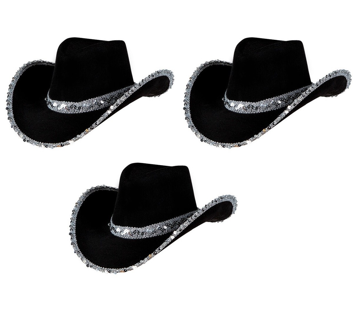 Pack Of Black Sequin Cowboy Cowgirl Wild West Fancy Dress  display picture 2