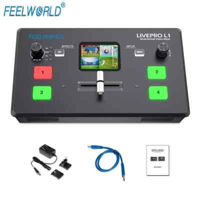 FEELWORLD LIVEPRO L1 V1 Live Stream Switcher 4 HDMI Input LCD Screen Video Mixer