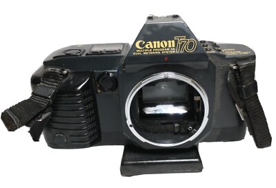 VTG Canon T70 Camera SLR Body 35mm T-70 Multiple Program AE w Mount & Kodak Film