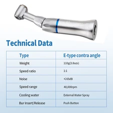 Dental Slow Low Speed Handpiece Contra Angle Push Button E-type Attach NSK STYLE