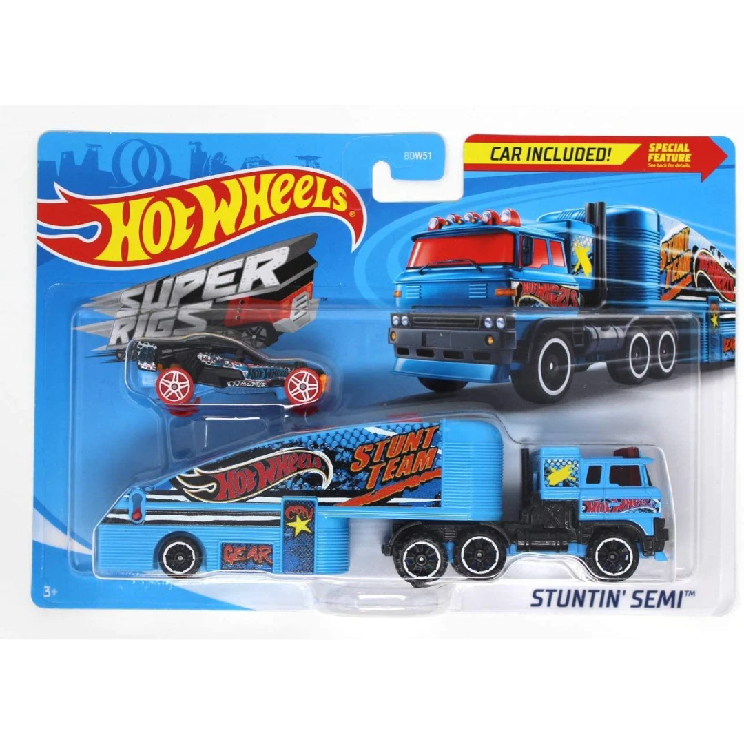 Hot Wheels Super Rigs Stuntin Semi Truck Storage Lorry New Kids Vehicle Toy