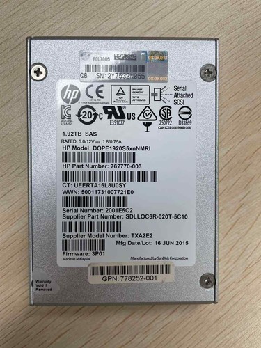 HP 3PAR 1.92TB SAS SSD SDLLOC6R-020T-5C10 DOPE1920S5xnNMRI 762770-003 TXA2E2 - Picture 2 of 2