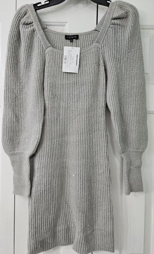 1. State Women's Gray Sparkle Knit Long Sleeve Sweater Dress Size XS NWT (bn18 - Picture 3 of 7