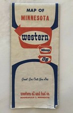 1965 WESTERN Oil & GAS Service Station MINNESOTA Vintage ROAD MAP