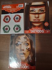 3 Packs New Sealed Savvi Halloween Costume Biker Assorted Tattoos 27 in all