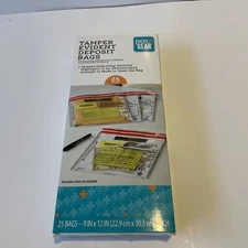 25 Pack Tamper Evident Deposit Bags Pen Gear Brand 9x12 Tamper Indicating Bags