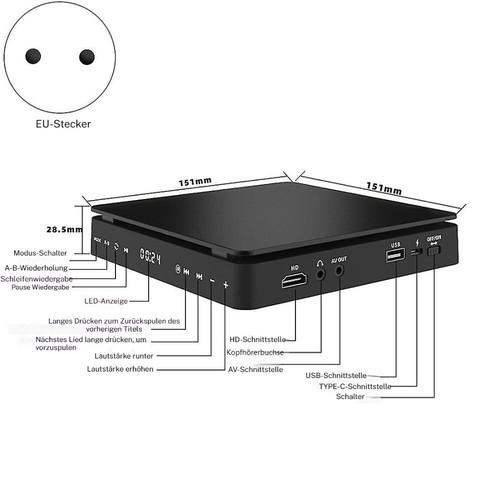 CD DVD Spieler TV Player VCD Mit Fernbedienung HDMI Anschluss Mini Alle Regionen - Bild 17 von 17